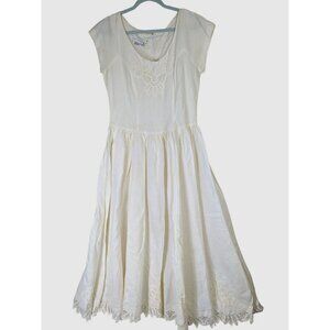 Vintage Nancy Johnson Battenburg Lace Dress Women size 10 Cottagecore 1980 FLAWS